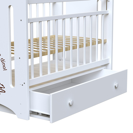 Детская кроватка VDK Dino поперечный маятник, ящик Белый