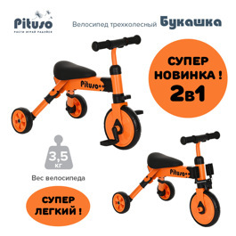 Велосипед трехколесный Pituso БУКАШКА 2 в 1 Orange