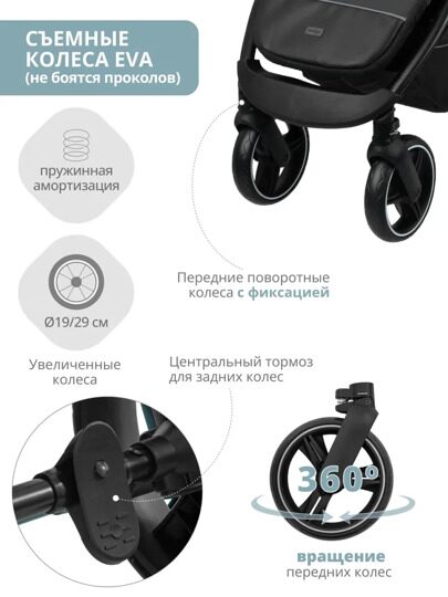 Прогулочная коляска Indigo EPICA XL с регулируемой ручкой / черный