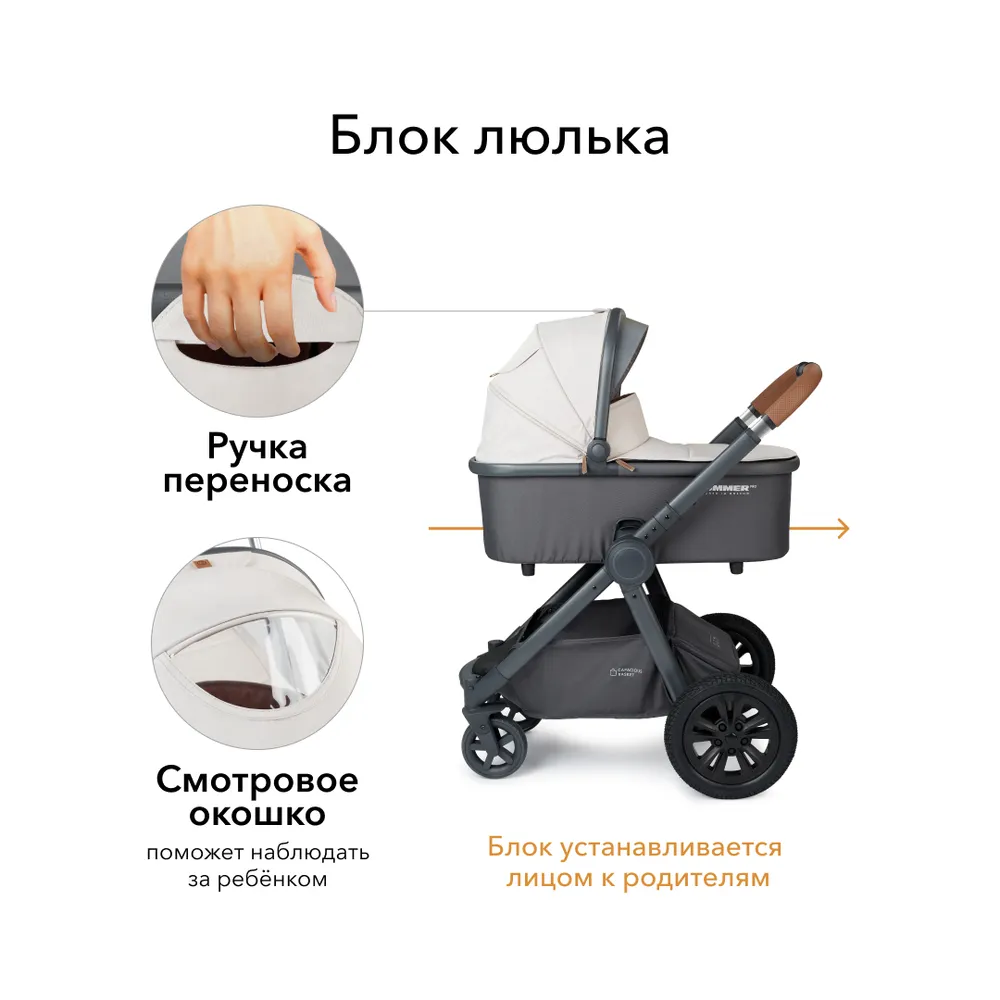 Коляска-трансформер Happy Baby MOMMER PRO PLUS 3 в 1 / beige