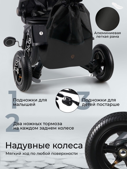 Велосипед трехколесный складной Qplay S702 SPRINTER MAX / Black (Oxford/Black)