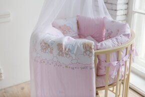 Комплект в круглую / овальную кроватку Баю-Бай Мечта розовый (5 предметов) К51-М1