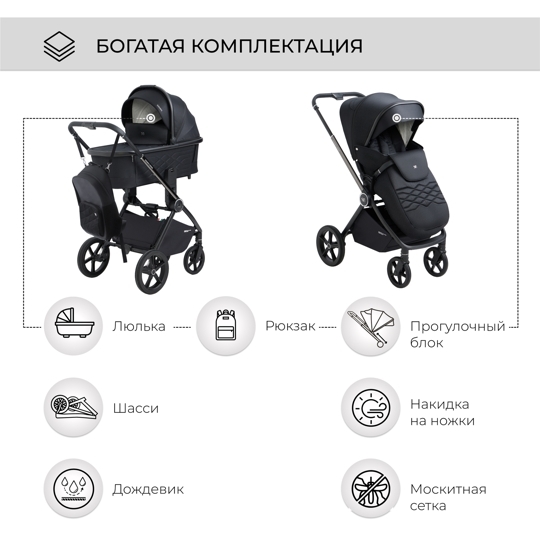 Коляска Sweet Baby Elegante 3 в 1 / Chrome Black