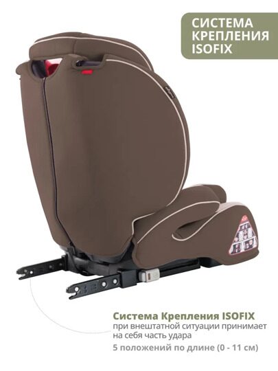 Автокресло Indigo WINNER ISOFIX 1+2+3 (9-36 кг) / YB706B бежевый-коричневый