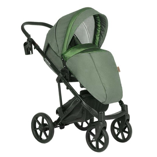 Коляска Pituso CONFORT Plus 2 в 1 Олива+Кожа Олива металлик