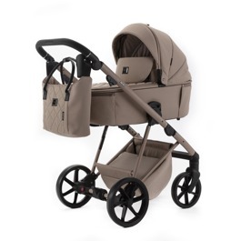 Коляска Adamex DELTA NATURA 3 в 1 / DN-5-CAMEL (Темно-бежевая ткань-темно-бежевая рама)