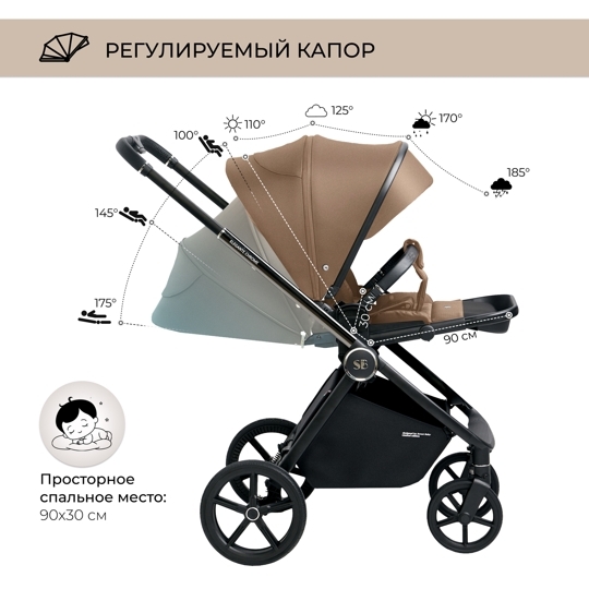 Коляска Sweet Baby Elegante 3 в 1 / Chrome Brown