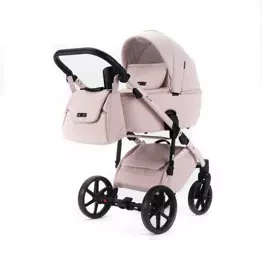 Коляска Adamex NOLA Natura 3 в 1 / ROSE-2 Розовая ткань, розовая экокожа