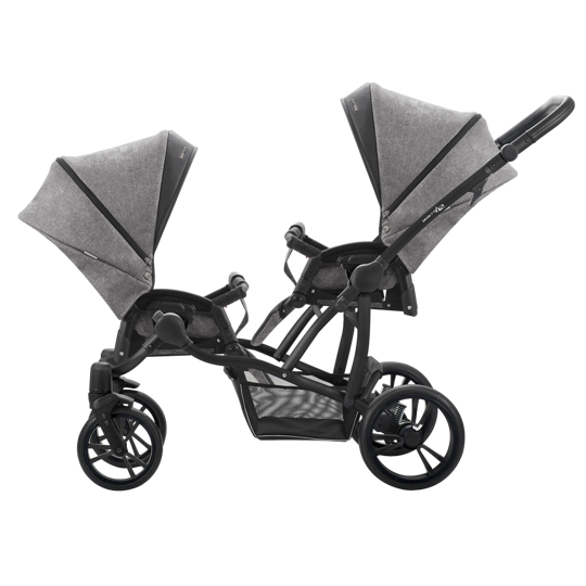 Прогулочная коляска для двойни BEBETTO-42 Sport Comfort / LJ195 (серый) черная рама