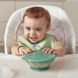 Тарелка на присоске с крышкой Happy Baby 15002 / olive