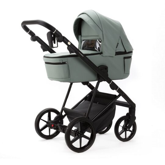Коляска Adamex Vasco Deluxe 3 в 1 / V-SA20 Серо-зеленая Экокожа