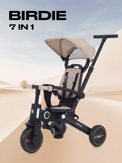Детский трехколесный велосипед с ручкой Rant Birdie RB202 / Beige