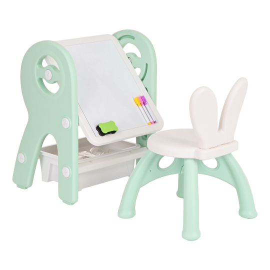 Набор PITUSO Стол + стульчик + доска д рисования + констр 60 эл Зеленый