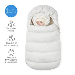 Конверт детский в комплекте с меховым вкладышем Happy Baby 89029 white sand