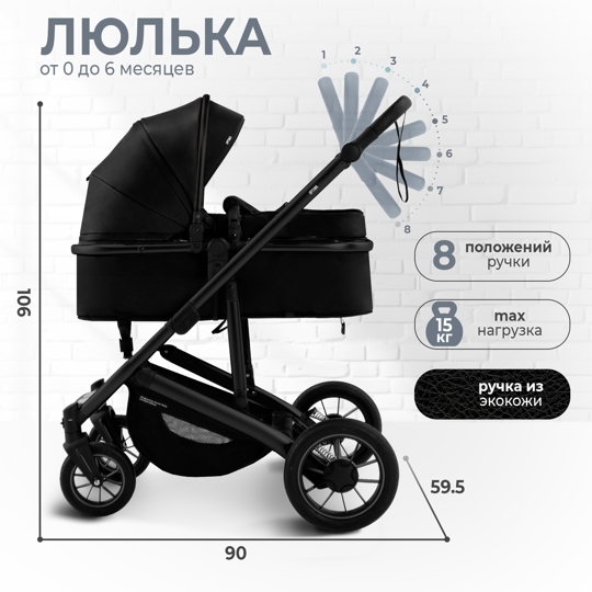 Коляска-трансформер Sweet Baby Optima GL 3 в 1 / Black