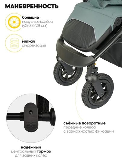 Прогулочная коляска Jovola SELENA Air G1 2025 с сумкой / зеленый-серый