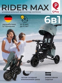 Складной трехколесный велосипед Qplay S702 RIDER MAX / Mint (Oxford Graphite)