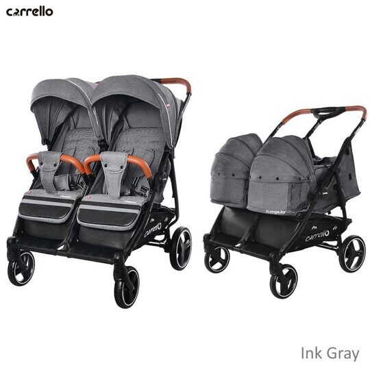 Прогулочная коляска для двойни Carrello Connect CRL-5502/1 с переносками INK GRAY