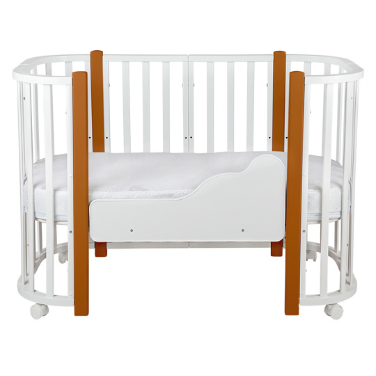 Кроватка Indigo Baby Lux 4 в 1 поперечный маятник / белый - натуральный