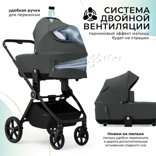 Коляска Sweet Baby Stella Plus Therma 2 в 1 / Dark Grey