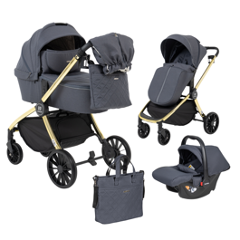 Коляска Farfello Baby Shell 3 в 1 / 2024 Серый желтый хром BBS-008
