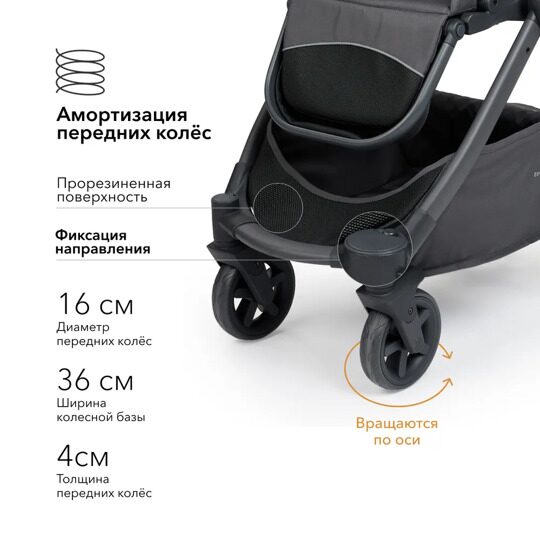 Коляска-трансформер Happy Baby MOMMER PRO PLUS 3 в 1 /  dark grey