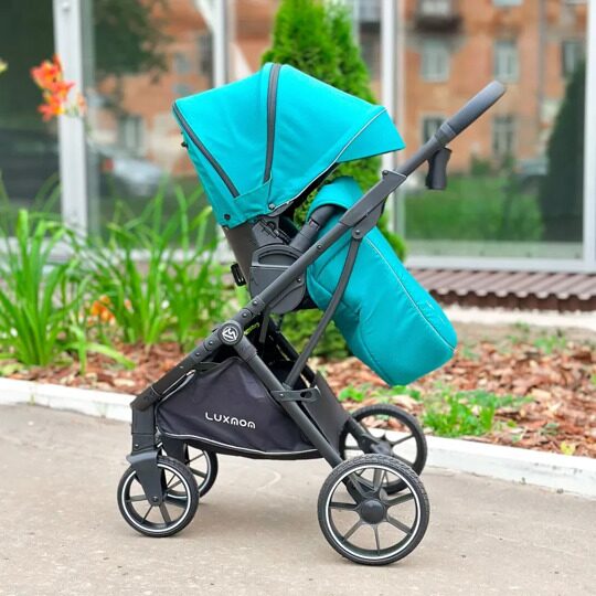 Прогулочная коляска LuxMom 740 реверсивный блок + рюкзак / Изумрудная