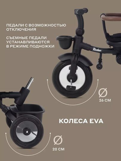 Детский трехколесный велосипед с ручкой MOWBaby RODEO MC053 / Black