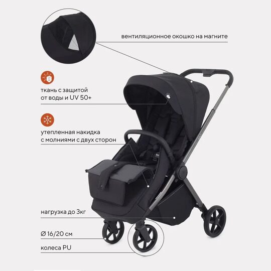 Коляска прогулочная Rant Golf RA101 / Black