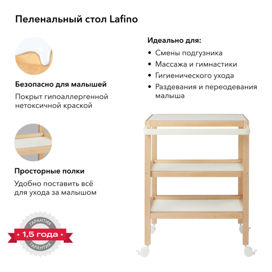 Комплект: пеленальный стол Happy Baby LAFINO с ванной и матрасом