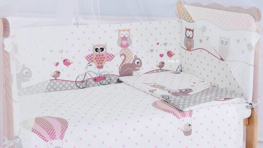 Борт в кроватку Баю-Бай Раздолье розовый