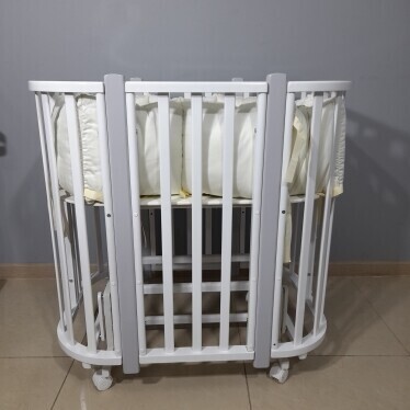 Кроватка Incanto Nuvola Lux New 5 в 1 круглые ламели / Белый-серый