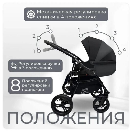 Коляска Sweet Baby Mimmi 2 в 1 / Grey