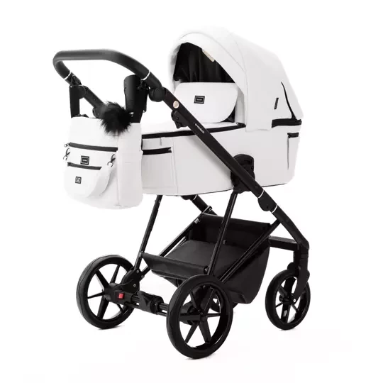 Коляска Adamex Vasco Deluxe 3 в 1 / V-SA1 Белая Экокожа