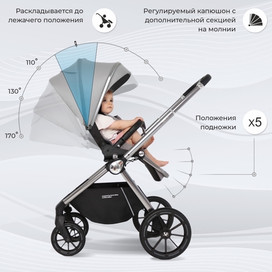 Коляска Sweet Baby Vento 2 в 1 / Silver Grey