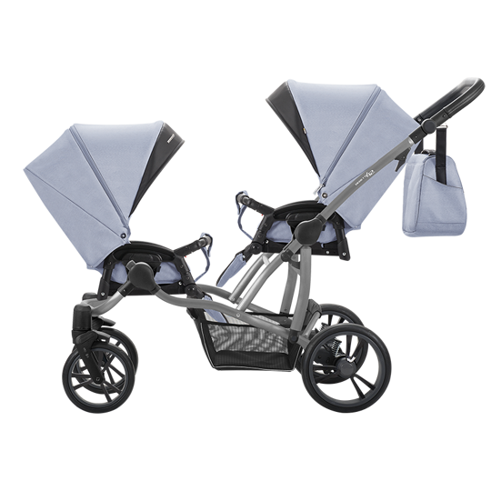 Прогулочная коляска для двойни BEBETTO-42 Sport Comfort / 02 (джинс) серая рама