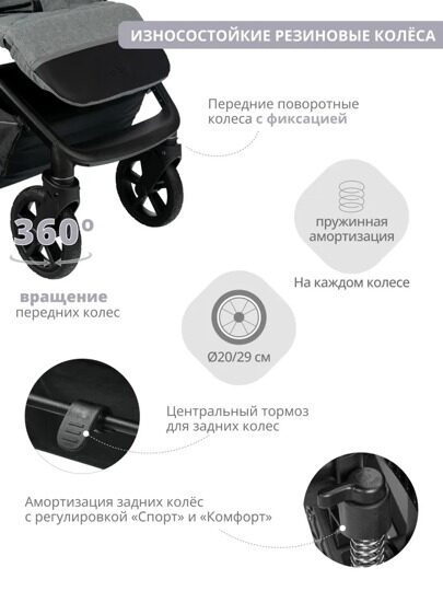 Прогулочная коляска Indigo CORSA / серый