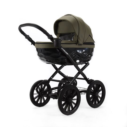 Коляска Adamex Chantal Retro Eco (Deluxe) 2 в 1 100% экокожа SA21 ХАКИ