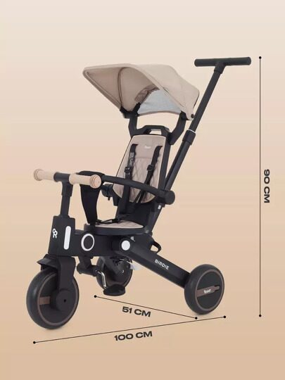 Детский трехколесный велосипед с ручкой Rant Birdie RB202 / Beige