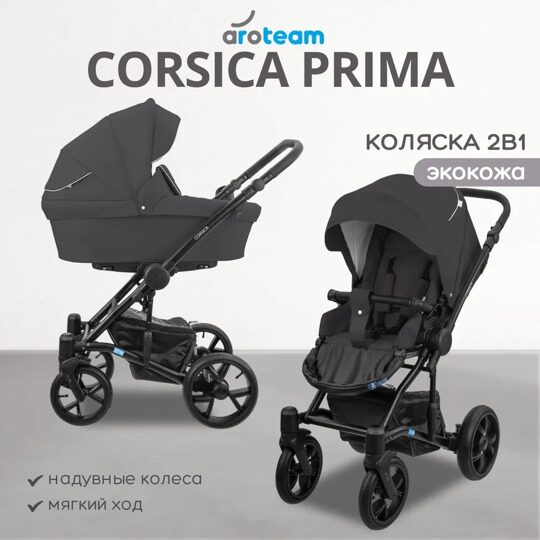 Коляска AroTeam CORSICA PRIMA 3 в 1 / 06 (т.серая кожа)