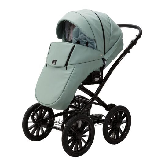 Коляска Adamex Chantal Retro Eco (Deluxe) 2 в 1 / SA20 СЕРО-ЗЕЛЕНАЯ КОЖА