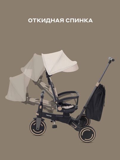 Детский трехколесный велосипед с ручкой MOWBaby TRIXIE MC055 / Beige
