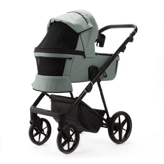 Коляска Adamex Vasco Deluxe 3 в 1 / V-SA20 Серо-зеленая Экокожа