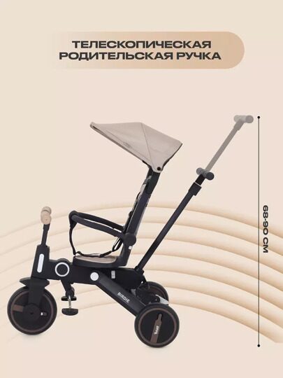 Детский трехколесный велосипед с ручкой Rant Birdie RB202 / Beige