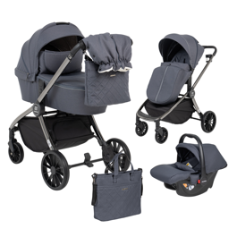 Коляска Farfello Baby Shell 3 в 1 / 2024 Тёмно-серый черный хром BBS-009