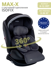Автокресло Indigo MAX-X Isofix 0+1+2+3 (0-36 кг) / графит