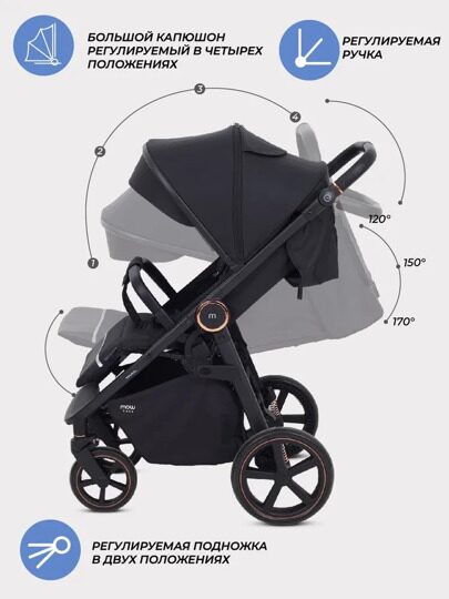 Прогулочная коляска MOWBaby Trail MB090 / 2025 Black