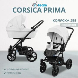 Коляска AroTeam CORSICA PRIMA 3 в 1 / 01 (белая кожа)