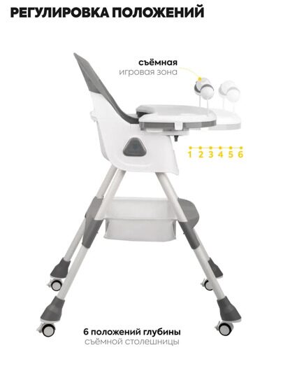 Стульчик для кормления Jovola Jelly S1 6-36 месяцев / темно-серый