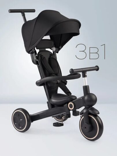 Детский трехколесный велосипед с ручкой Happy Baby MERCURY PRO 50047 / black